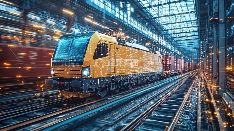 高清大图下载【趣麦麦图】火车在现代化铁路轨道上疾驰