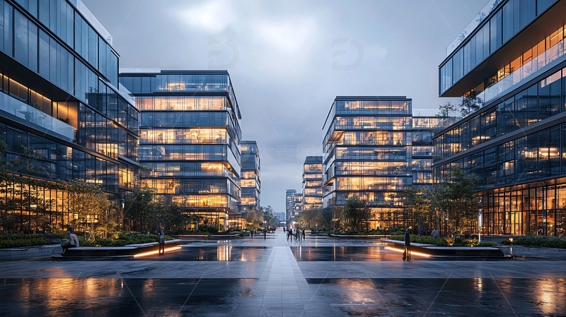 高清大图下载【趣麦麦图】夜景商务建筑群