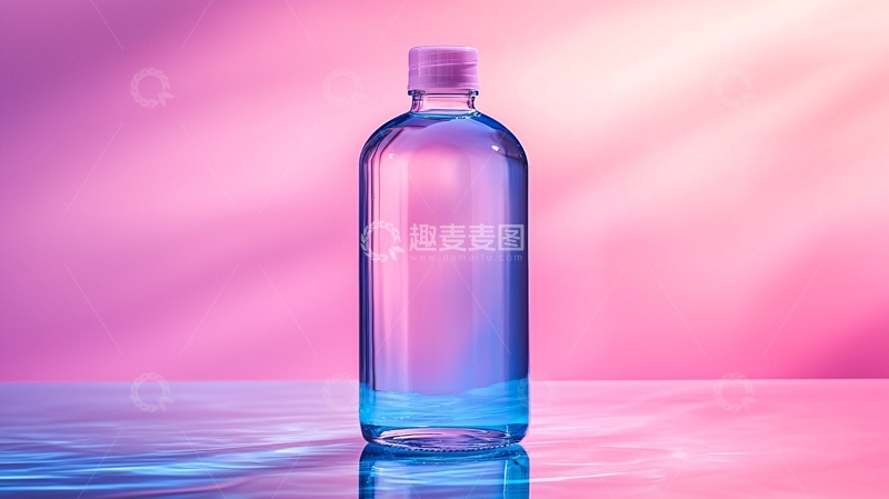 高清大图下载【趣麦麦图】透明水瓶在粉色背景前