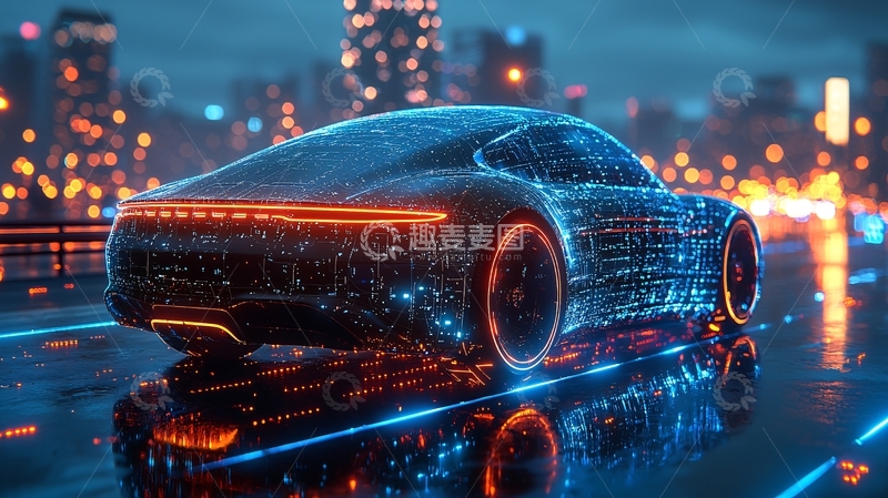 高清大图下载【趣麦麦图】炫酷科幻跑车夜景