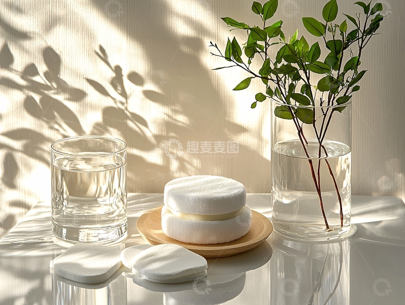 高清大图下载【趣麦麦图】米色调护肤品静物