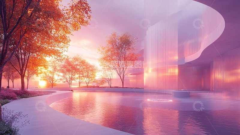 高清大图下载【趣麦麦图】秋日暖阳下的建筑景观