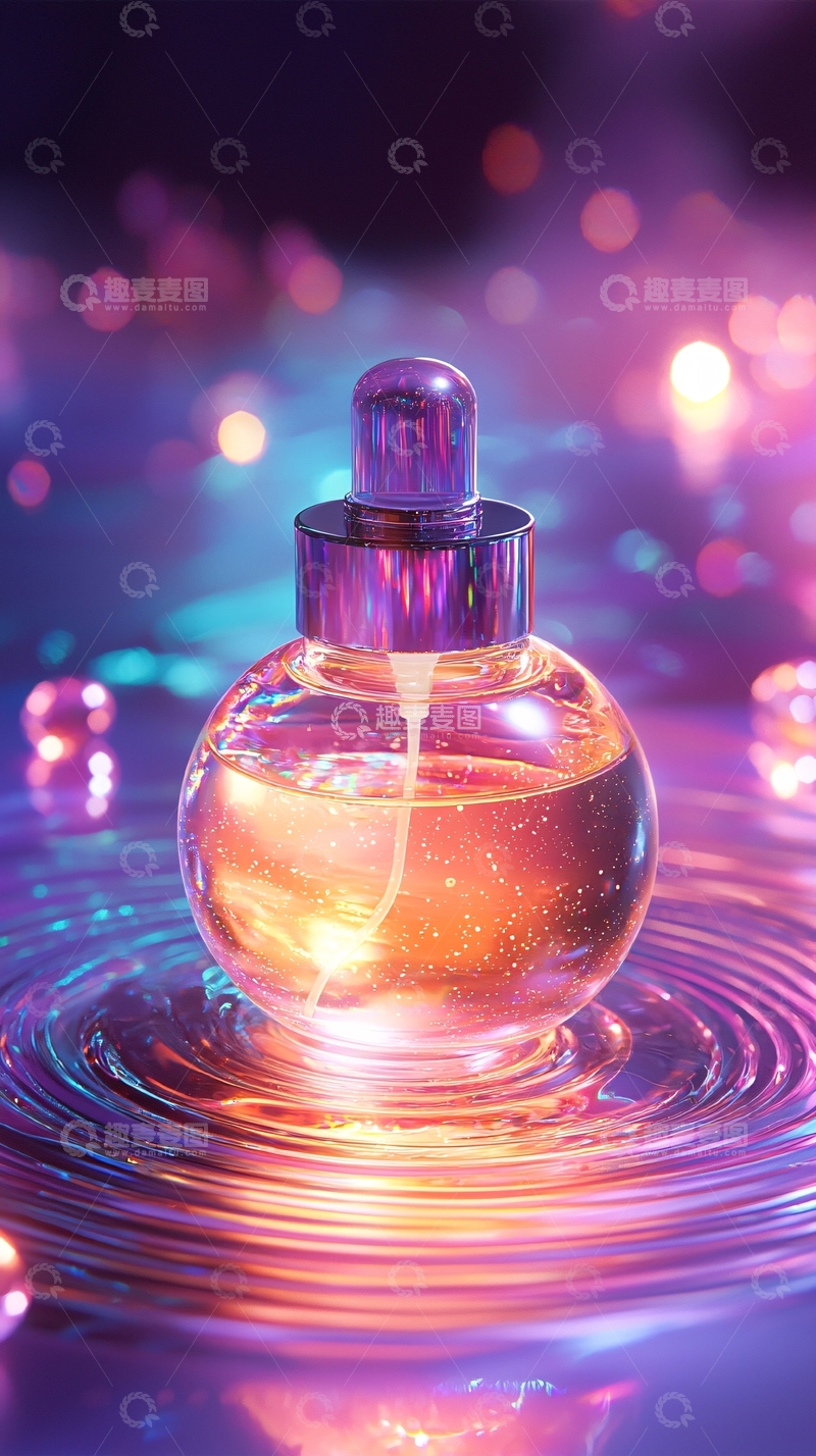 高清大图下载【趣麦麦图】香水瓶在水面上