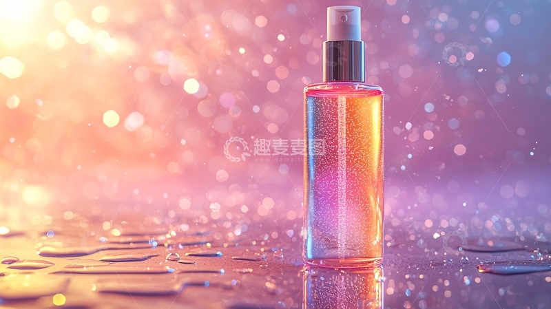 高清大图下载【趣麦麦图】彩色光晕下的喷雾瓶