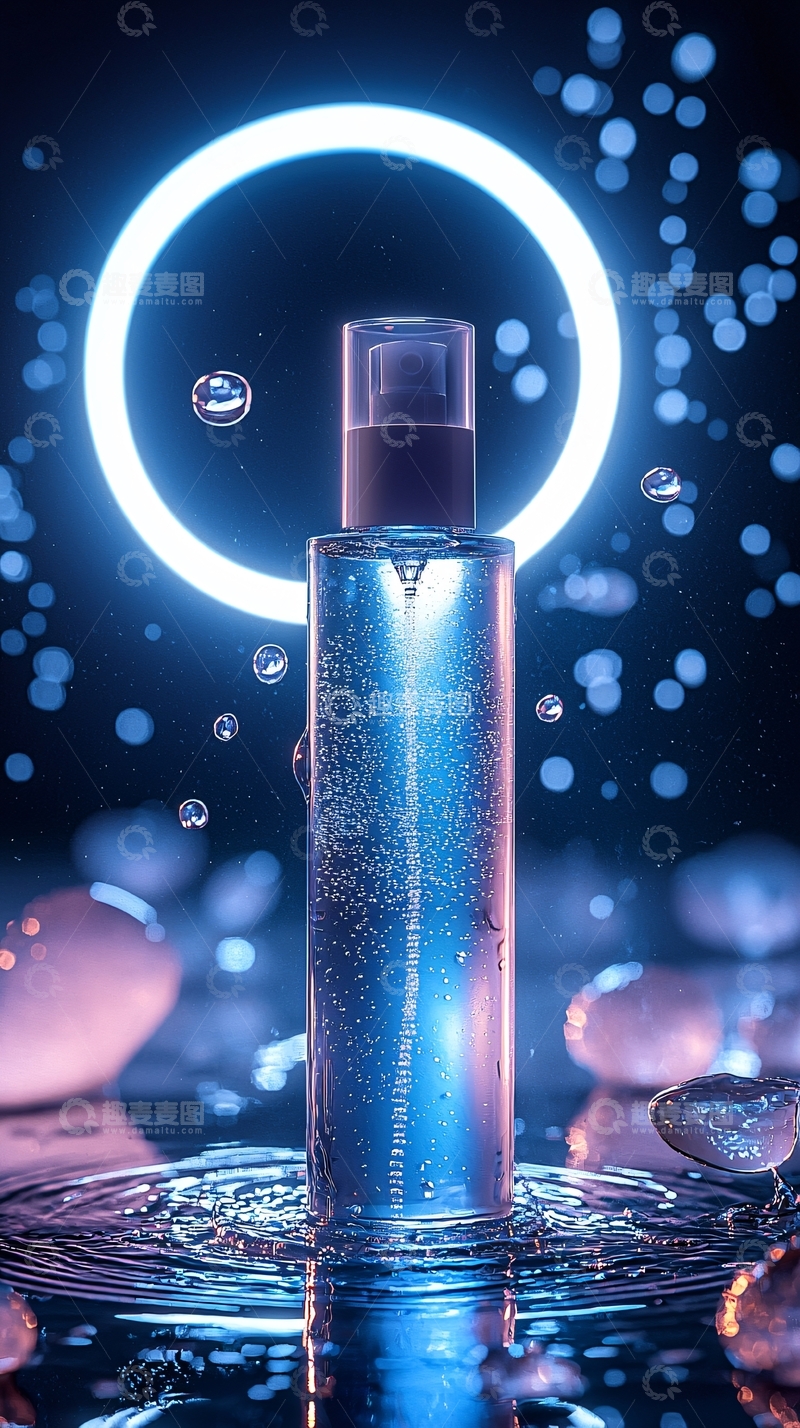 高清大图下载【趣麦麦图】蓝色背景喷雾瓶