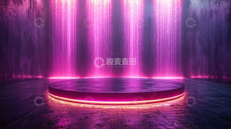 高清大图下载【趣麦麦图】紫色霓虹灯圆形舞台