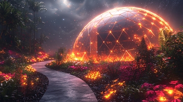 发光穹顶花园夜景