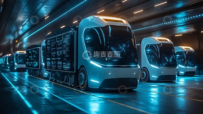 高清大图下载【趣麦麦图】未来科技感自动驾驶卡车