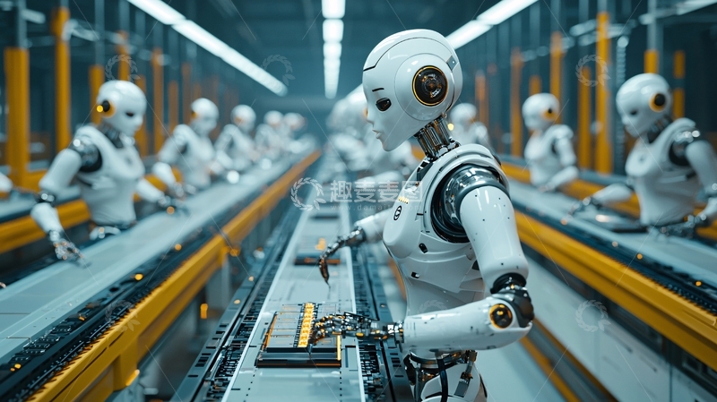 高清大图下载【趣麦麦图】自动化工厂机器人流水线