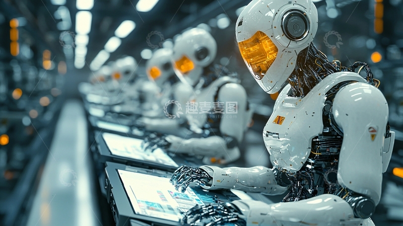 高清大图下载【趣麦麦图】未来科技感机器人流水线