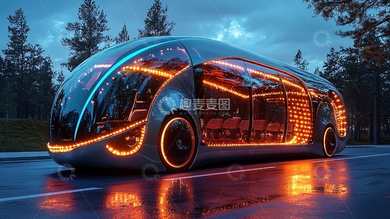 高清大图下载【趣麦麦图】未来派自动驾驶公交车