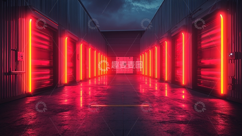 高清大图下载【趣麦麦图】红色霓虹灯走廊