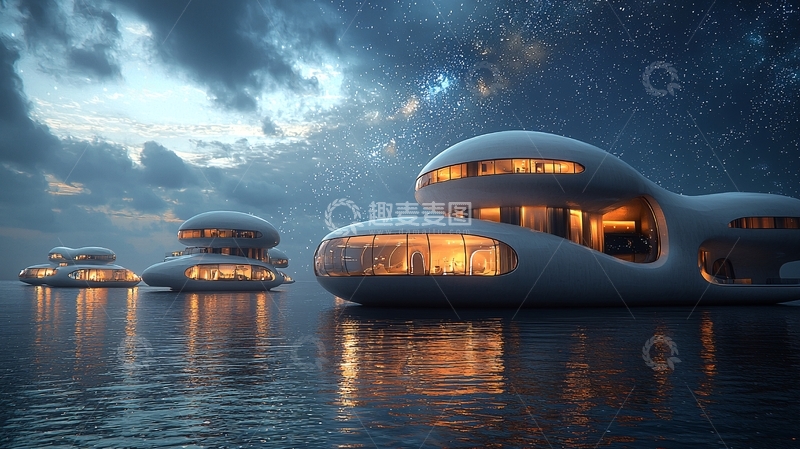 高清大图下载【趣麦麦图】未来水上别墅