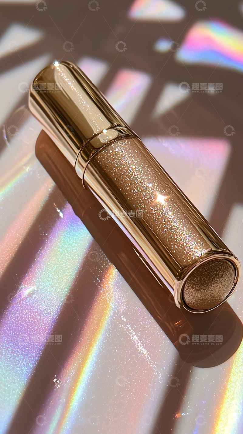 高清大图下载【趣麦麦图】金色闪光唇釉特写