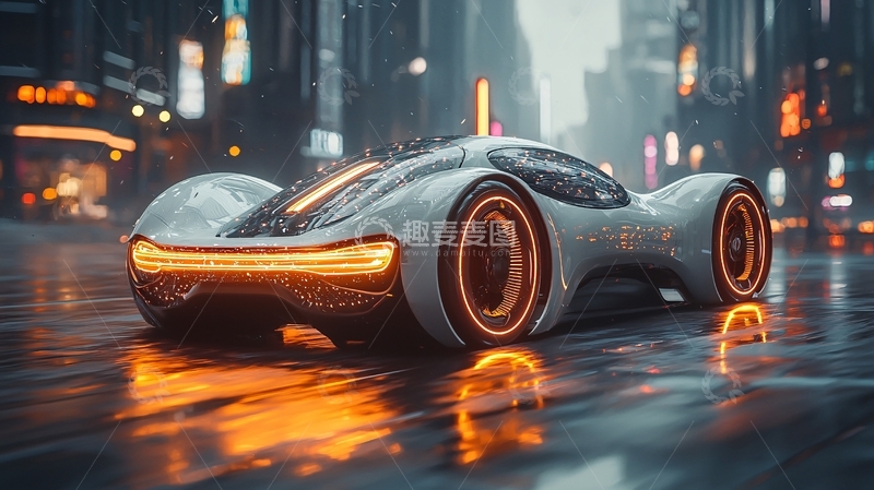 高清大图下载【趣麦麦图】未来都市跑车