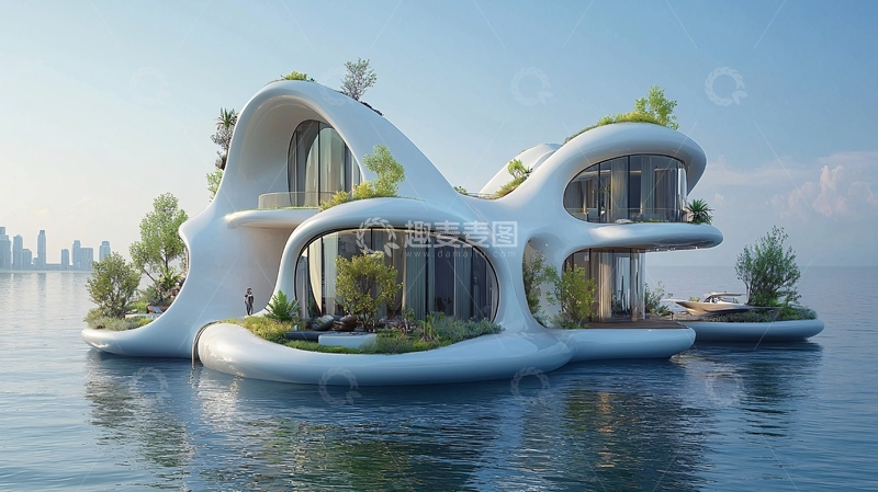 高清大图下载【趣麦麦图】未来水上别墅