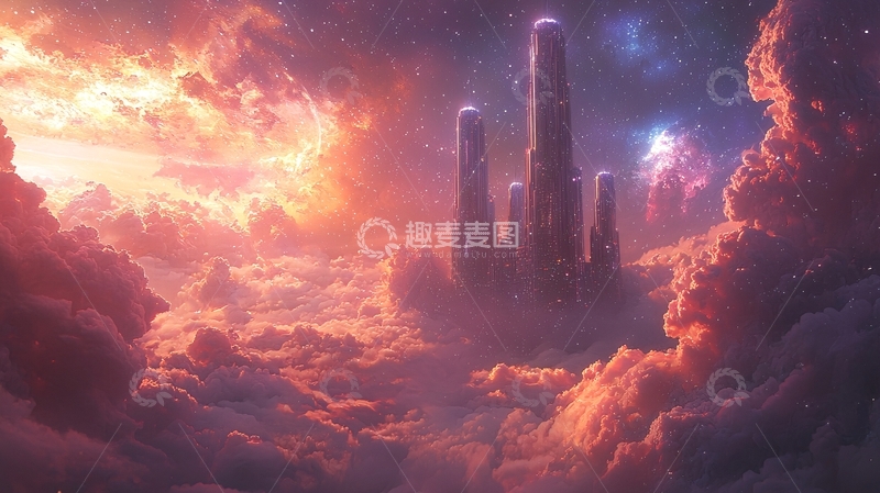 高清大图下载【趣麦麦图】云端之上的梦幻城堡