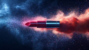 红色口红飞速穿梭