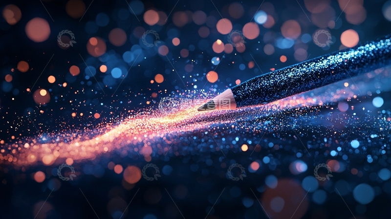 高清大图下载【趣麦麦图】星光闪耀的铅笔轨迹