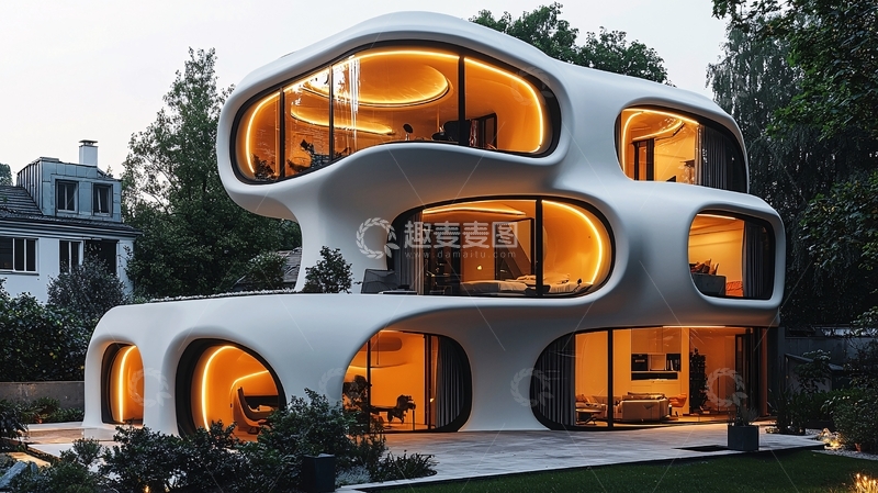 高清大图下载【趣麦麦图】流线型现代别墅