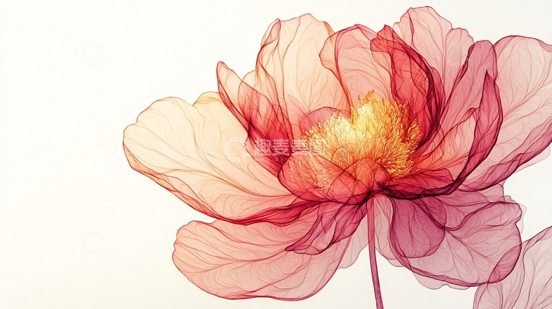 高清大图下载【趣麦麦图】红粉色透明牡丹花