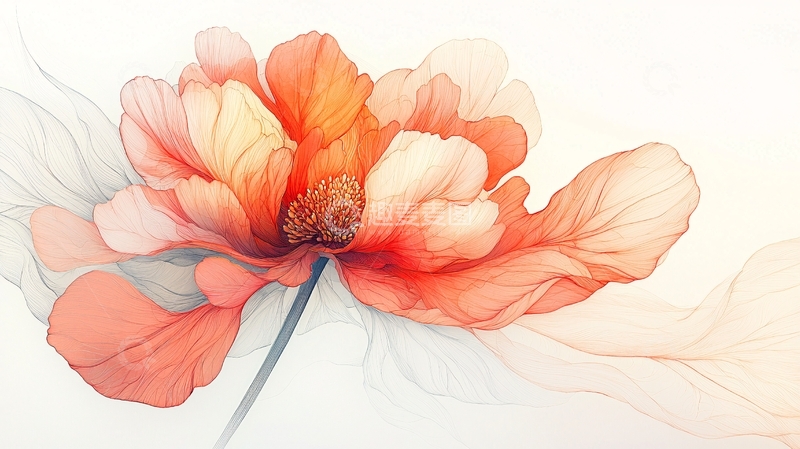 高清大图下载【趣麦麦图】朦胧唯美的橙色花朵