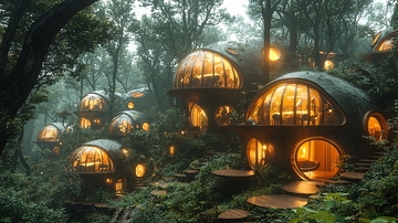 森林环抱的蘑菇屋