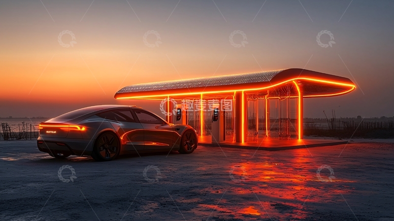 高清大图下载【趣麦麦图】未来感电动汽车充电站