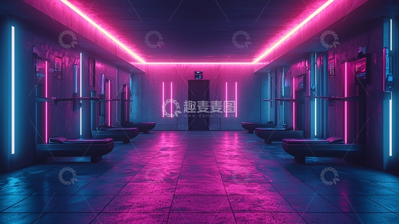 高清大图下载【趣麦麦图】霓虹灯走廊