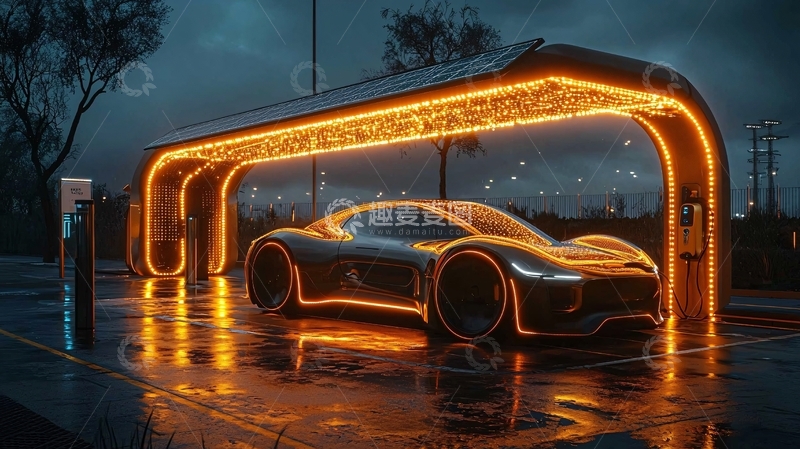 高清大图下载【趣麦麦图】未来感跑车充电站