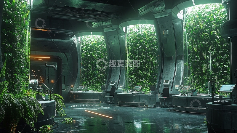 高清大图下载【趣麦麦图】未来科技感室内植物