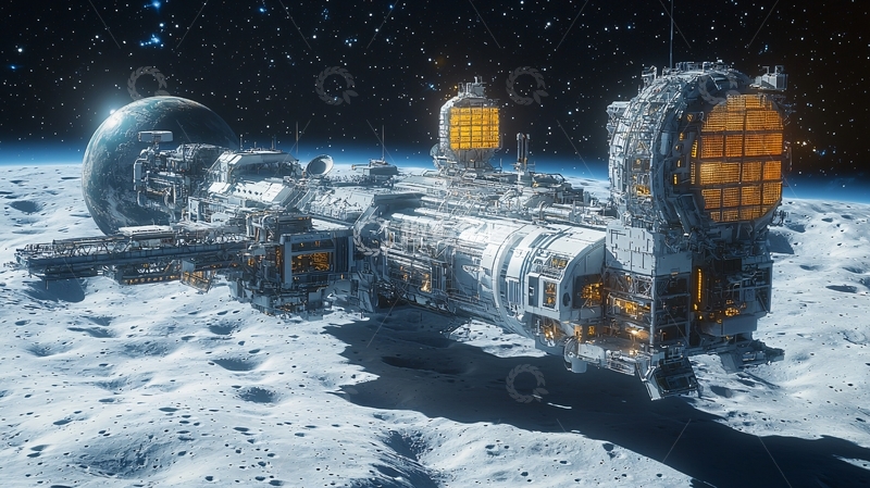 高清大图下载【趣麦麦图】宇宙飞船月球着陆