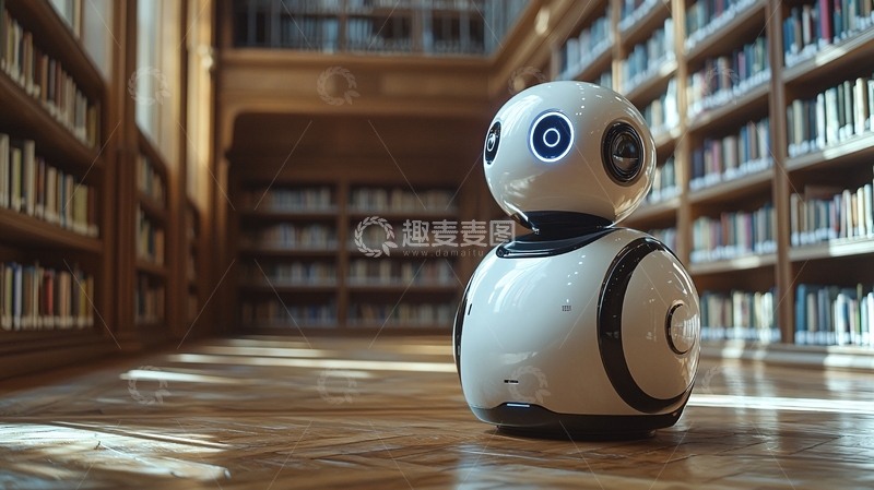 高清大图下载【趣麦麦图】图书馆机器人