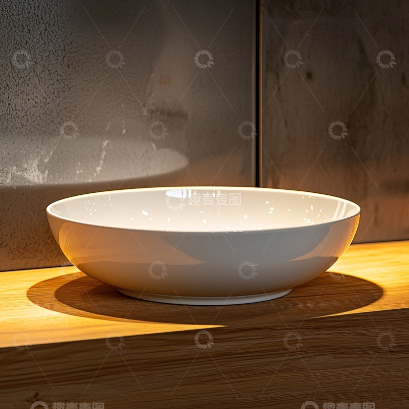 高清大图下载【趣麦麦图】白色瓷碗放在木质台面上