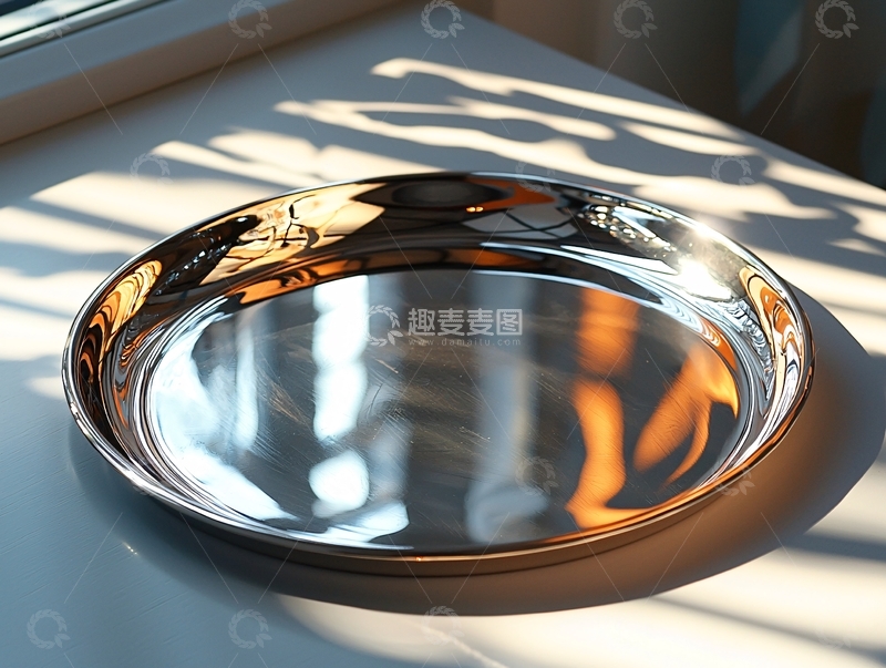 高清大图下载【趣麦麦图】光滑圆形金属托盘