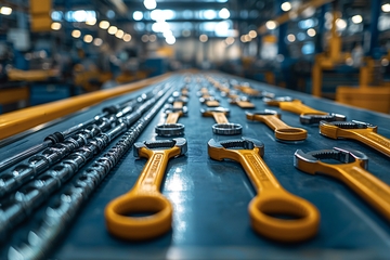 工厂流水线上的扳手