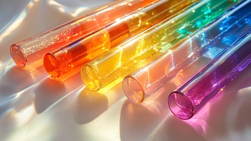 彩色透明玻璃管并排