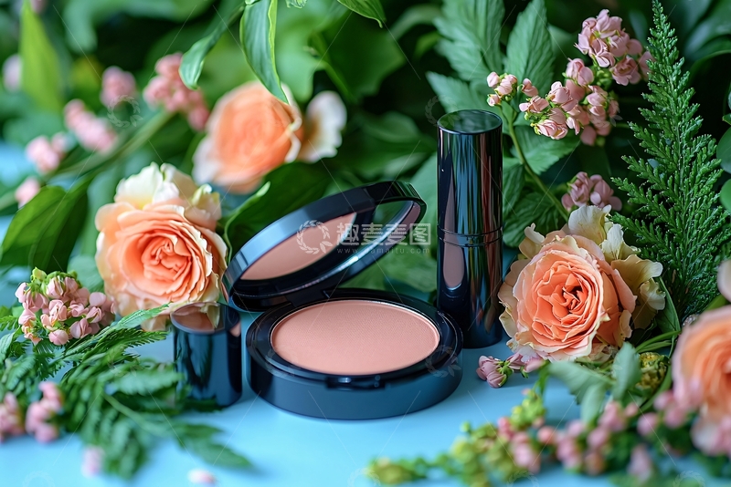 高清大图下载【趣麦麦图】腮红和口红花卉背景