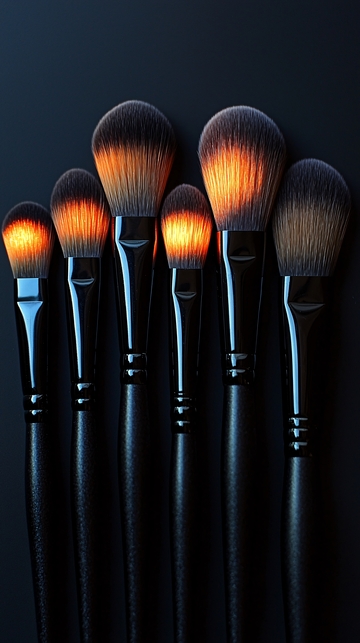 黑色背景化妆刷套装