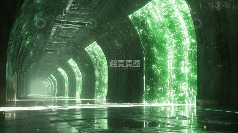 高清大图下载【趣麦麦图】绿色水晶走廊