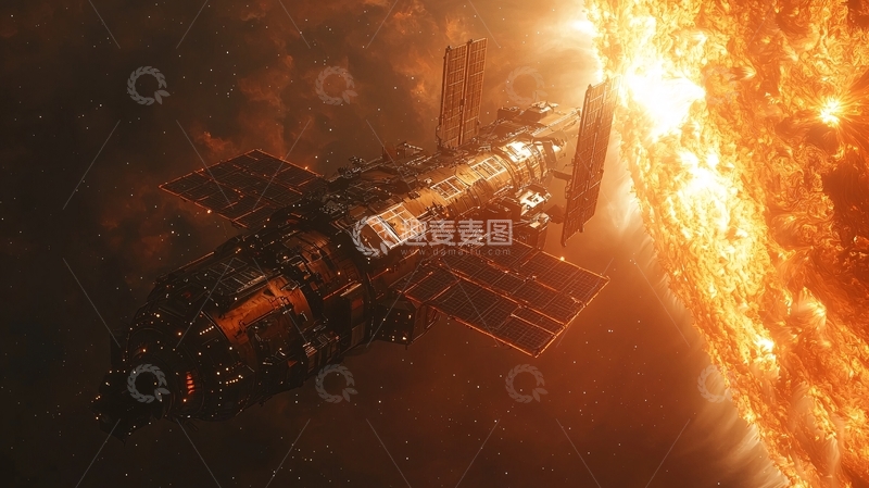 高清大图下载【趣麦麦图】燃烧的宇宙飞船