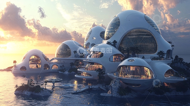 高清大图下载【趣麦麦图】未来都市海景别墅