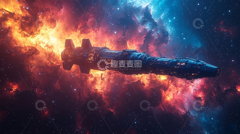 高清大图下载【趣麦麦图】宇宙飞船穿越星云