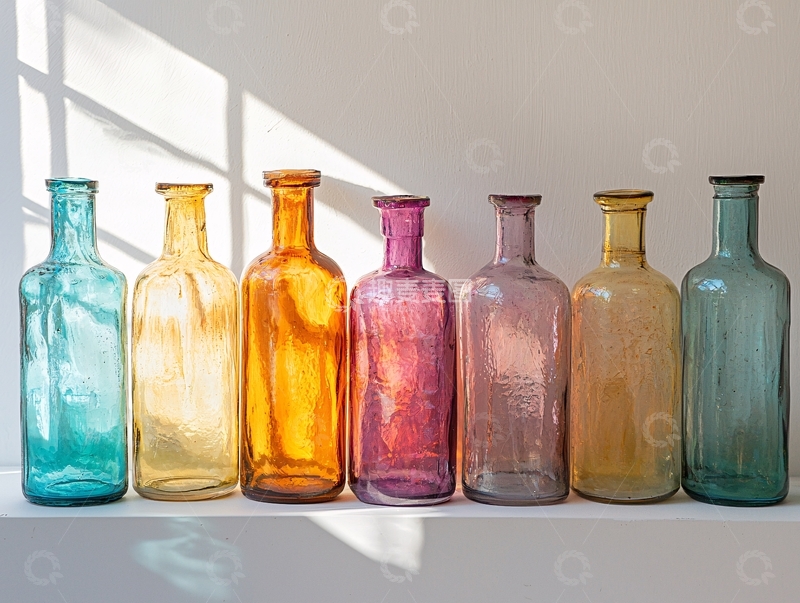 高清大图下载【趣麦麦图】彩色玻璃瓶排列