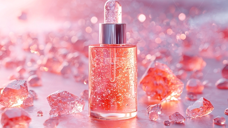 高清大图下载【趣麦麦图】粉色晶体精华液