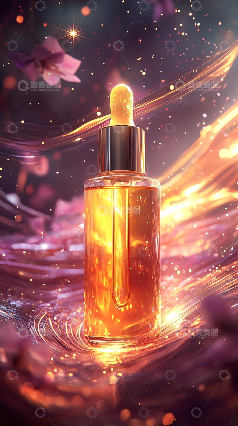 高清大图下载【趣麦麦图】金色液体精华瓶