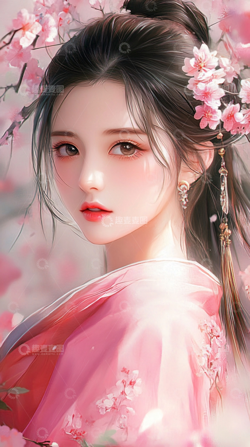 高清大图下载【趣麦麦图】樱花少女