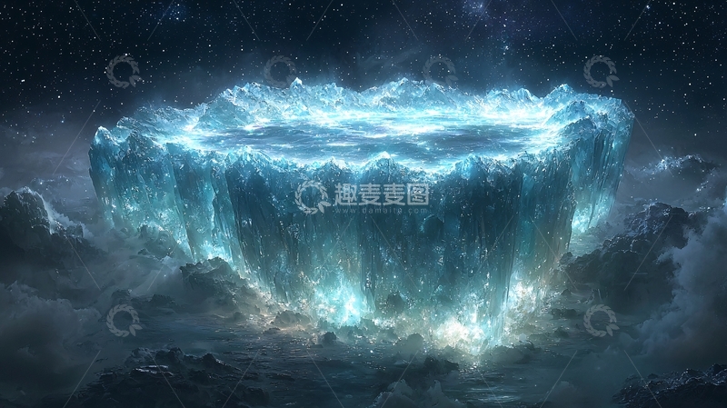 高清大图下载【趣麦麦图】宇宙冰川漂浮岛