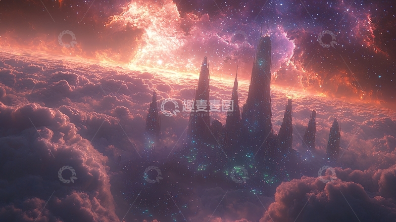 高清大图下载【趣麦麦图】云海之上的哥特式城堡