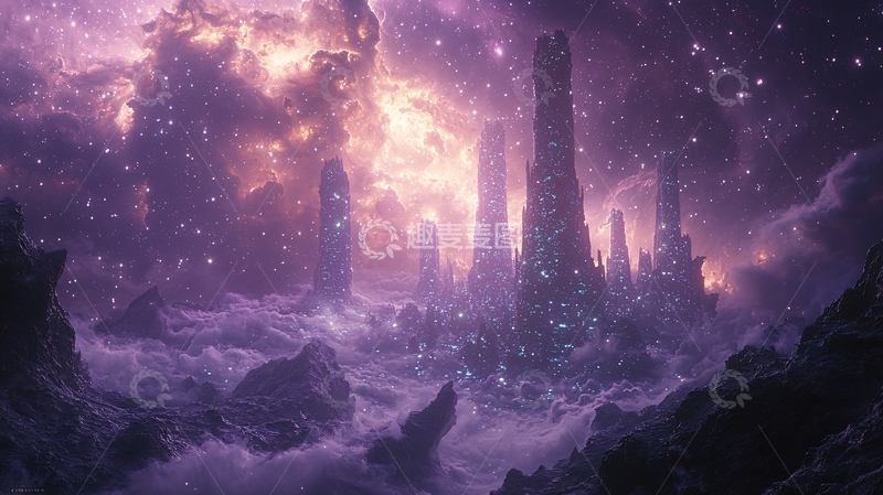 高清大图下载【趣麦麦图】梦幻紫色宇宙奇观